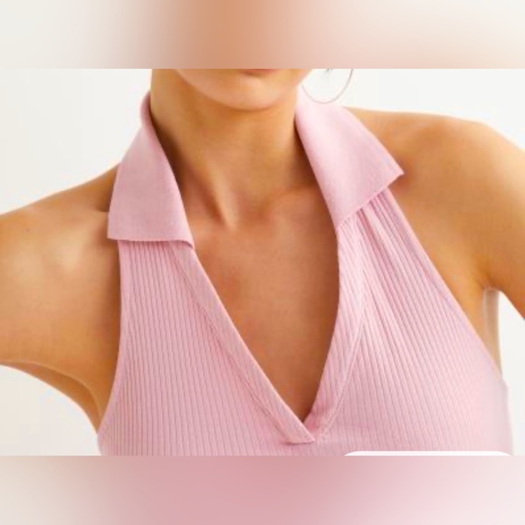 H&M NWT Women’s Fitted Crop Top In Soft Pink Size Medium - Picture 7 of 9